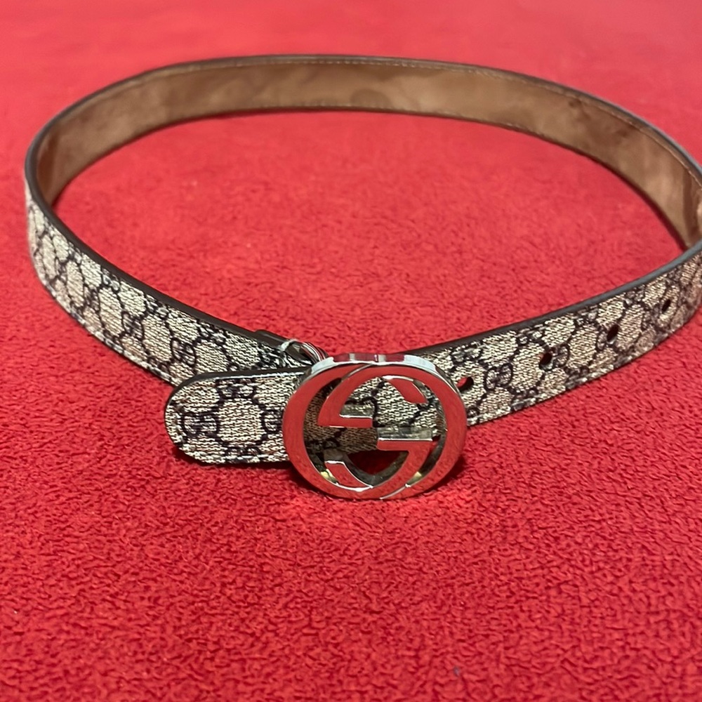 AUTHENTIC Navy blue and beige GUCCI kids belt